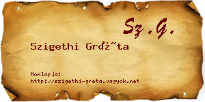 Szigethi Gréta névjegykártya